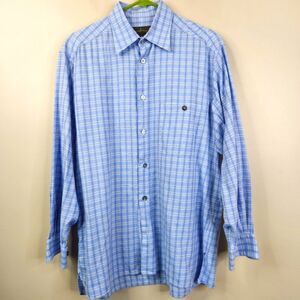 Vintage 90s Ermenegildo Zegna Long Sleeve Plaid Pattern Button Down Shirt Medium